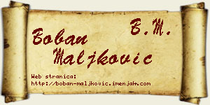 Boban Maljković vizit kartica